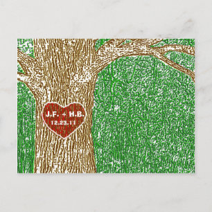 Heart Carved into Tree Announcement Postcard