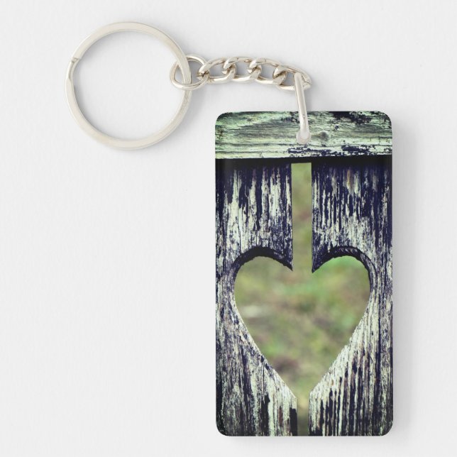 Heart Carved Wood Key Ring (Front)