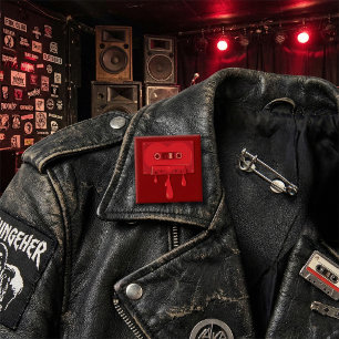 Heart Cassette Tape with Melting Drips 15 Cm Square Badge