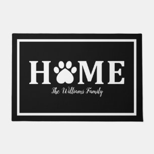 Heart Cat Paw Print - HOME- Personalised Doormat