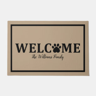 Heart Cat Paw Print - WELCOME- Personalised Doormat