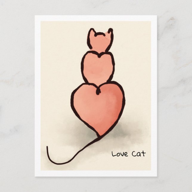 'Heart' Cat Postcard (Front)