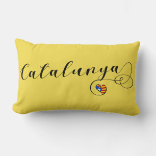 Heart Catalunya Pillow, Catalan Estelada Lumbar Cushion