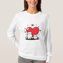 Heart&Cats Drawing Long Sleeve T-Shirt