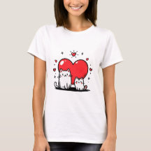 Heart&Cats Drawing Women's T-Shirt