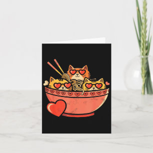 Heart, cats, ramen noodles, valentine's day card