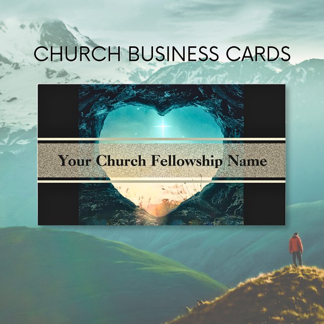 Heart Cave Cross Sunrise Church Pastor Business Card (Creator Uploaded)