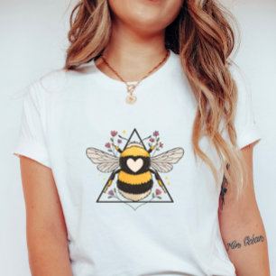 Heart Centred Floral Bee; Summer Bumblebee T-Shirt