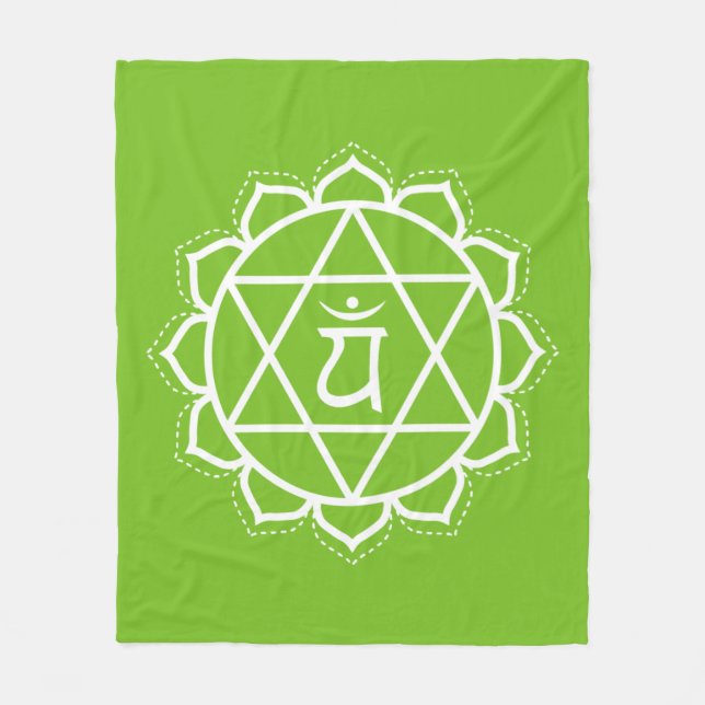 Heart Chakra | Anahata | Green Meditation Fleece Blanket (Front)
