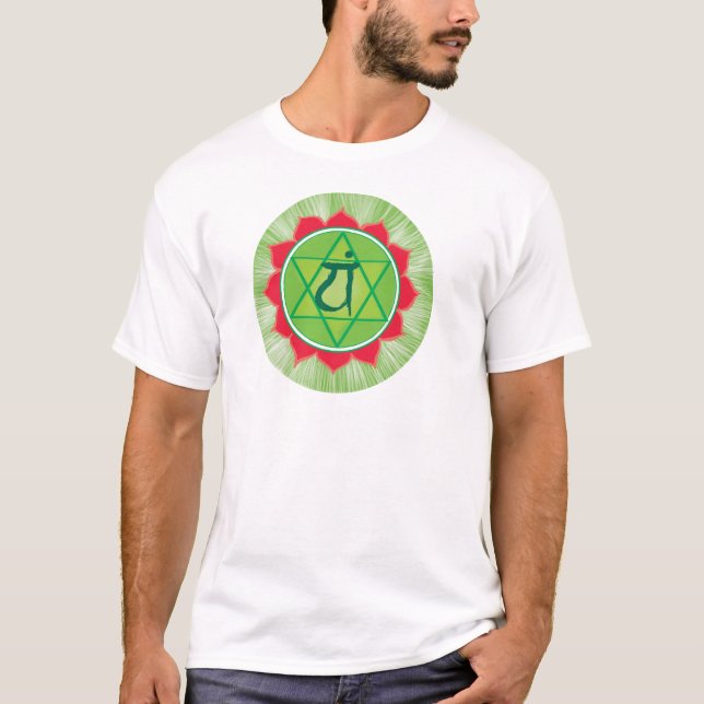 Heart Chakra Anahata Men's Basic T-Shirt, White T-Shirt (Front)