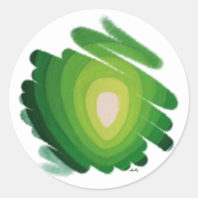 Heart Chakra Green Energy Spirals Round Sticker (Front)