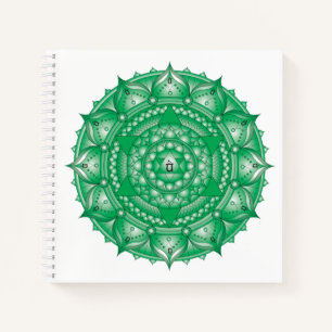 Heart Chakra Mandala Green Square Notebook
