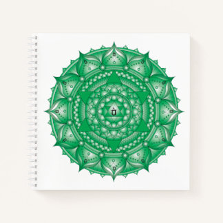 Heart Chakra Mandala Green Square Notebook