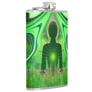 Heart Chakra - Symbol of Hidden Worlds Hip Flask