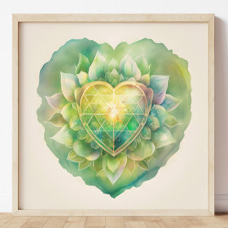 Heart Chakra Watercolor Painting Poster