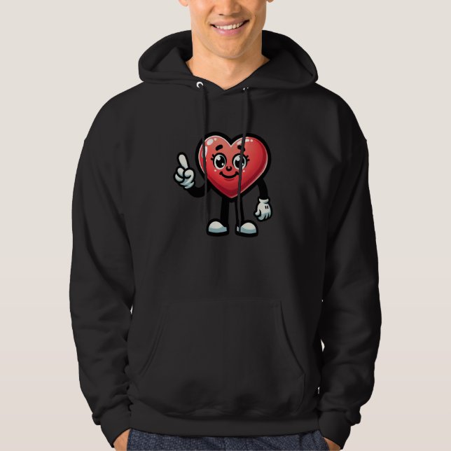 Heart Character With Cartoon Eyes And Smiling Face Hoodie (Front)