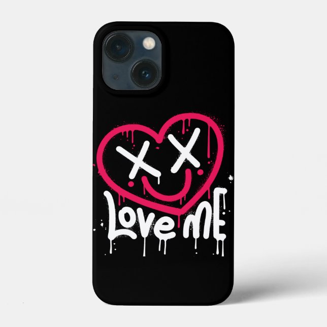 heart character with dead eyes and smile sprayed Case-Mate iPhone case (Back)