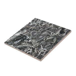 Heart charms ceramic tile