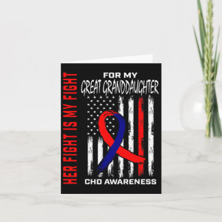 Heart Chd Awareness Great Granddaughter Usa Flag Card