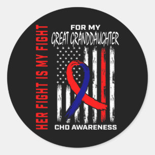 Heart Chd Awareness Great Granddaughter Usa Flag Classic Round Sticker