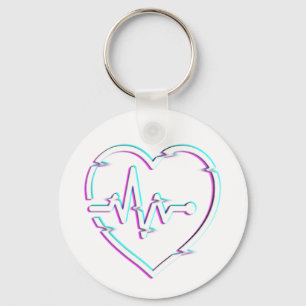 Heart Check Button Keychain