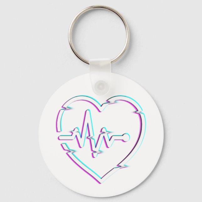 Heart Check Button Keychain (Front)