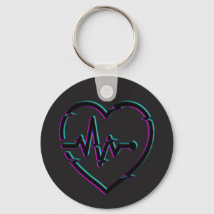Heart Check Button Keychain