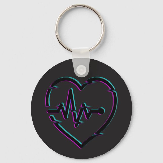 Heart Check Button Keychain (Front)