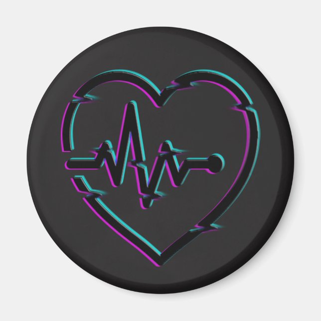 Heart Check Circle Magnet (Front)