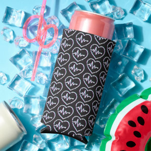 Heart Check Foam Slim Seltzer Can Cooler