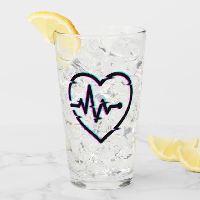 Heart Check Glass Cup (Front Ice)