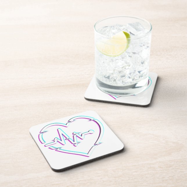 Heart Check Hard plastic coaster (Right Side)