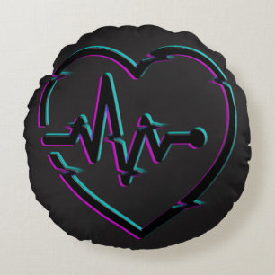 Heart Check Round Pillow