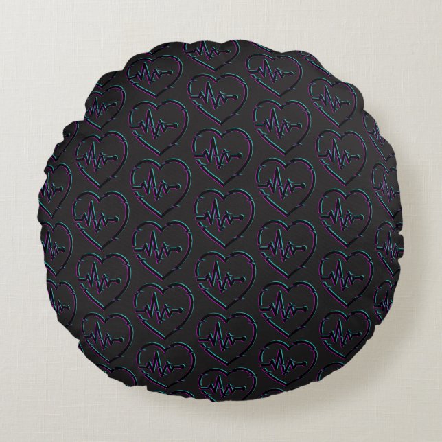 Heart Check Round Pillow (Front)