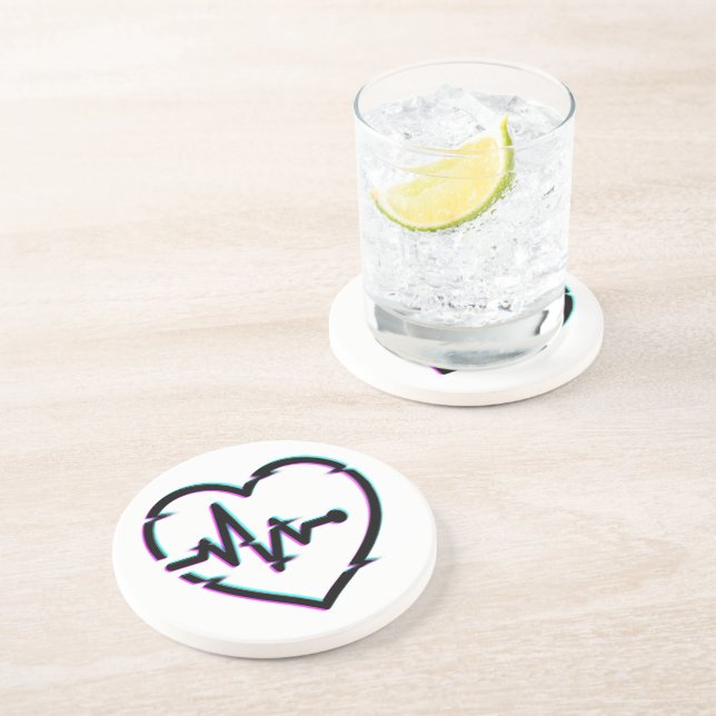 Heart Check Sandstone Coaster (Side)