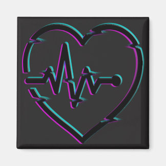 Heart Check Square Magnet