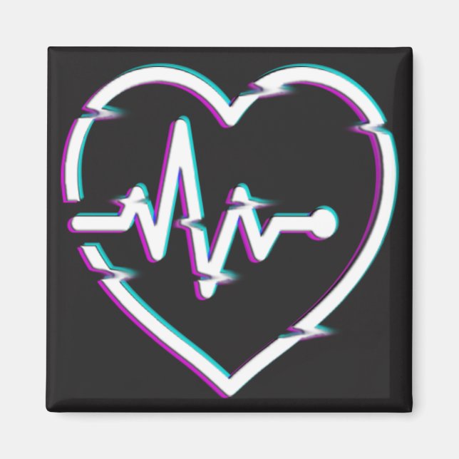 Heart Check Square Magnet (Front)