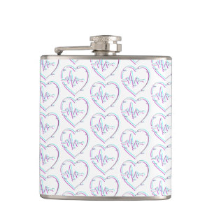 Heart Check Vinyl Wrapped Flask