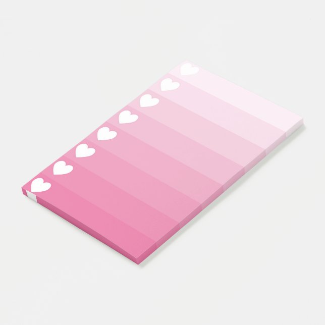 Heart Checklist Pink Post-it Note Pad (Angled)