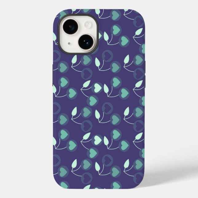 heart cherries blue Case-Mate iPhone case (Back)