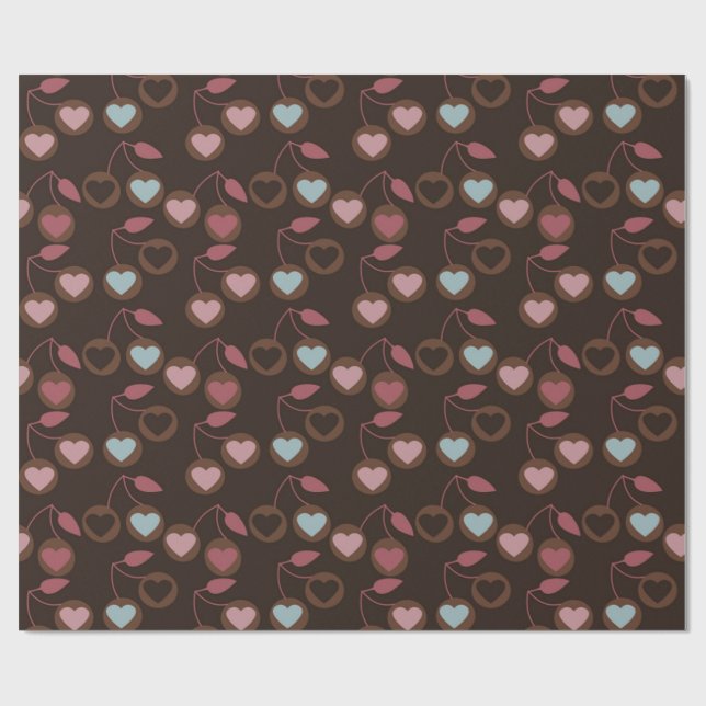 heart cherries brown wrapping paper (Flat)