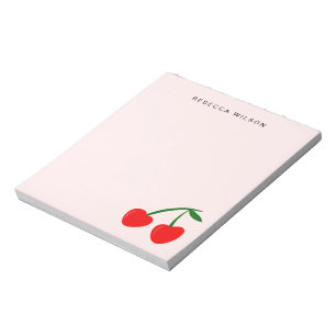 Heart Cherry Custom Personalized Valentine Pink Notepad