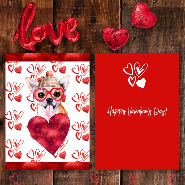 Heart Chihuahua Dog Lover Valentine Gift Holiday Card (Creator Uploaded)