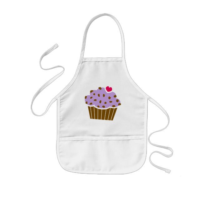 Heart Choco Chip Blueberry Cupcake Kids Apron (Front)