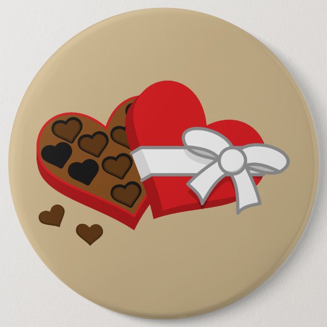 Heart Chocolate Gift Box - Valentine's Day 6 Cm Round Badge (Front)