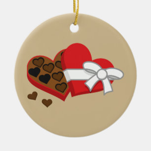 Heart Chocolate Gift Box - Valentine's Day Ceramic Ornament