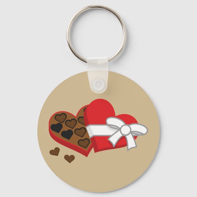Heart Chocolate Gift Box - Valentine's Day Key Ring (Front)