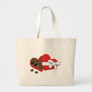 Heart Chocolate Gift Box - Valentine's Day Large Tote Bag