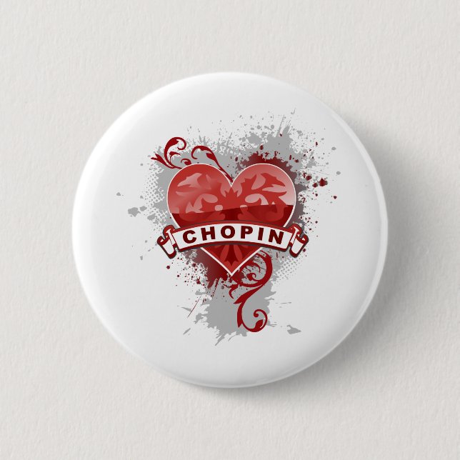 Heart Chopin 6 Cm Round Badge (Front)