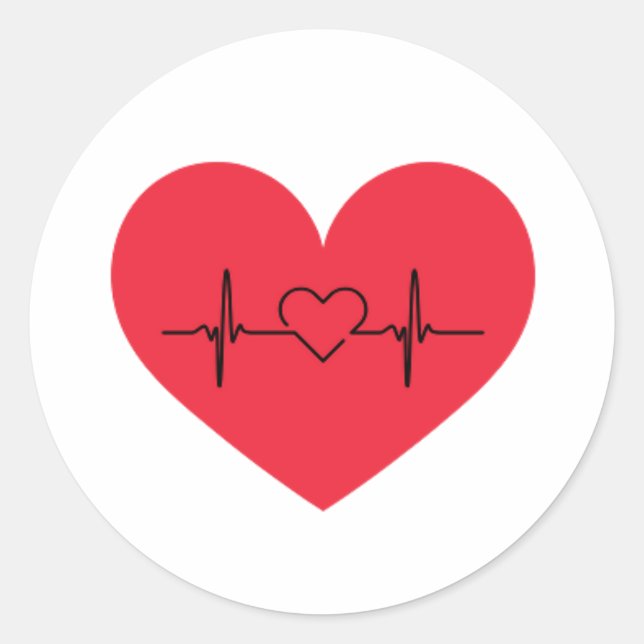 heart classic round sticker (Front)